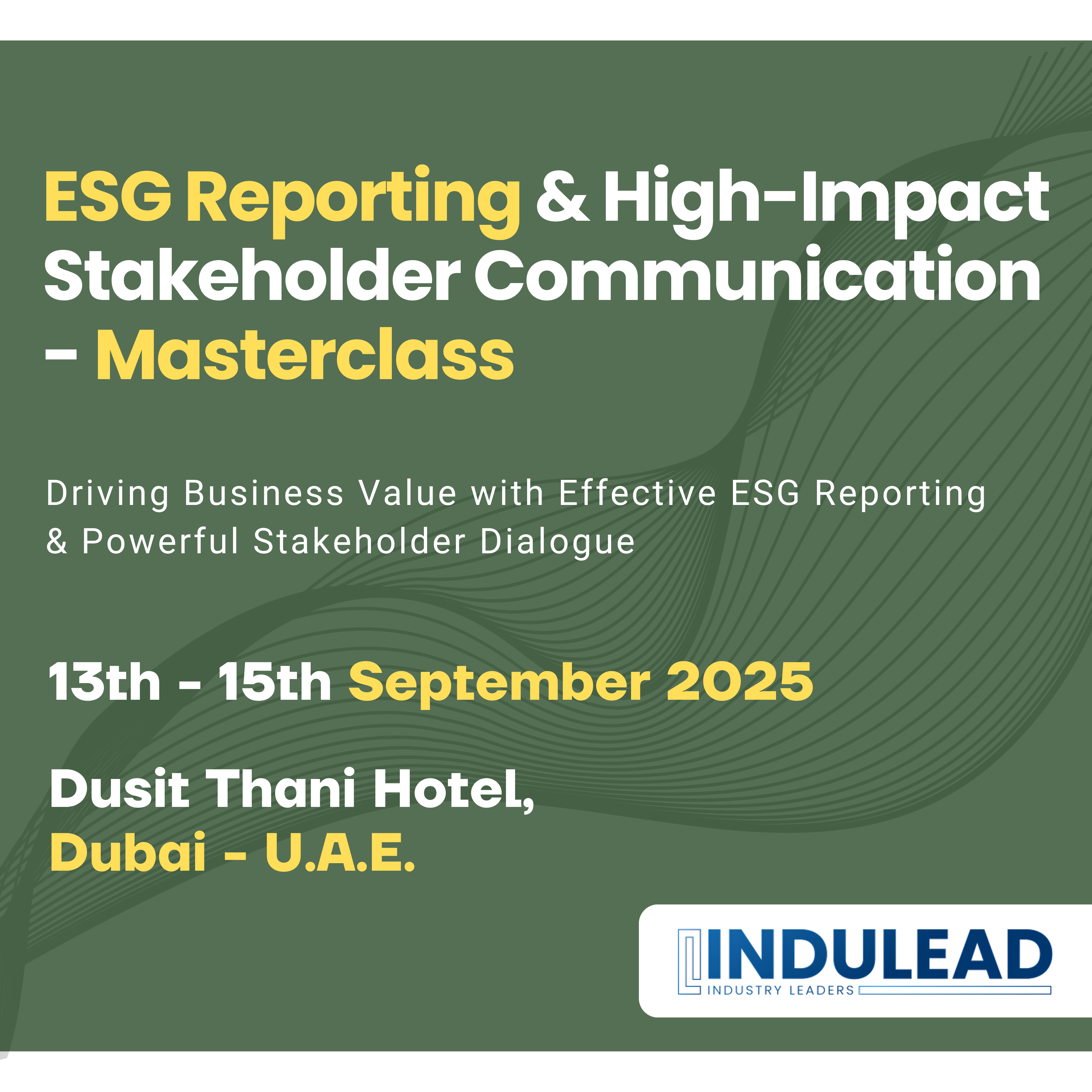 ESG Reporting & High-Impact Stakeholder Communication – Masterclass – October 2025